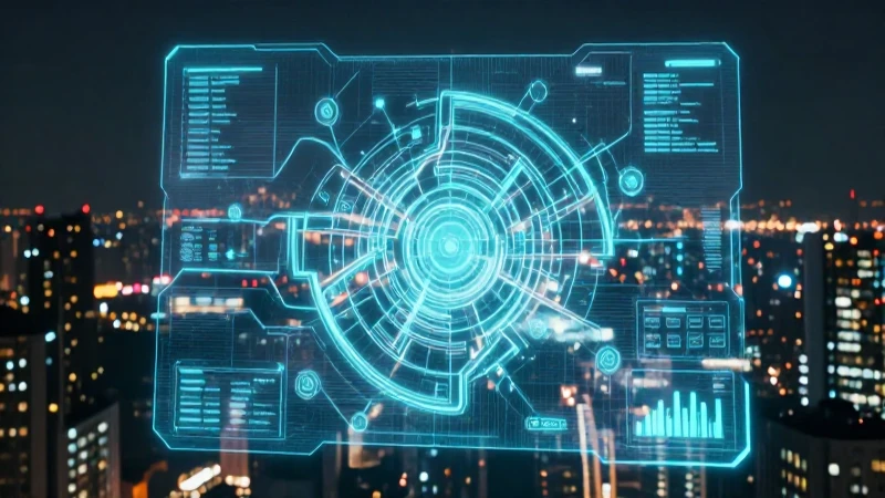 Mapa holográfico futurista ilumina el horizonte