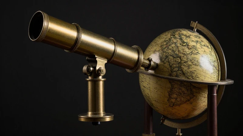 Telescopio antiguo con dramático claroscuro