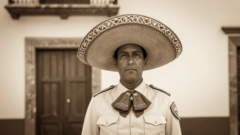 Soldado revolucionario con sombrero, película sépia