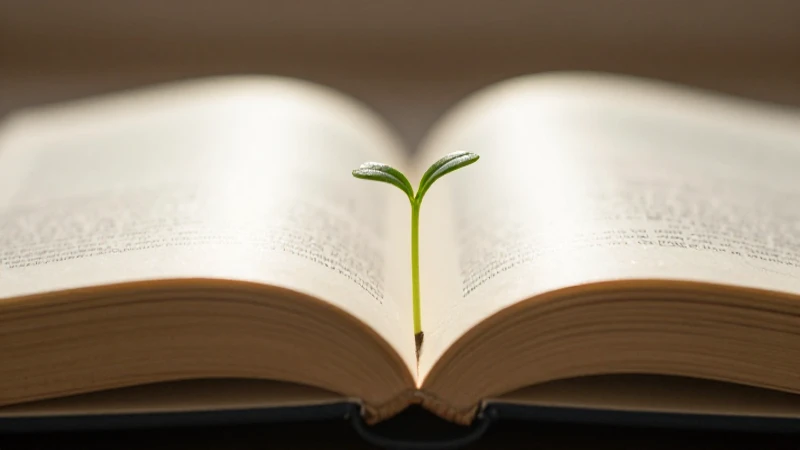 Brote verde emerge en libro abierto