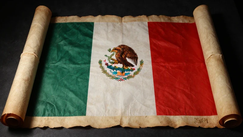 Banderas mexicanas en pergamino, luz contrastada