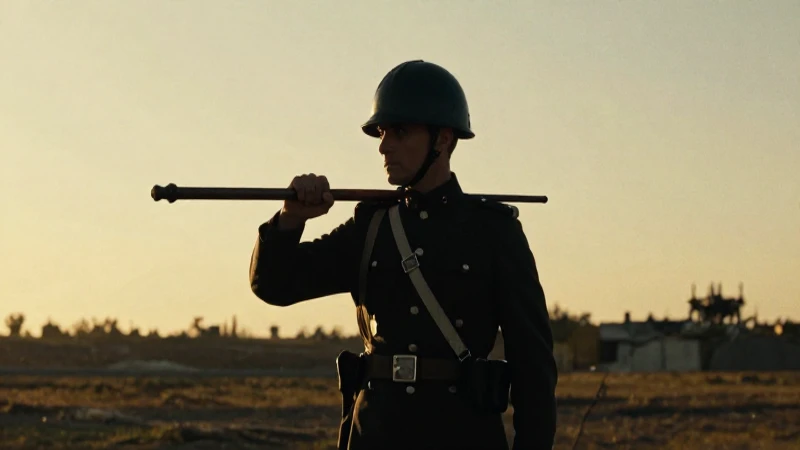 Soldado revolucionario, silueta dramática al atardecer