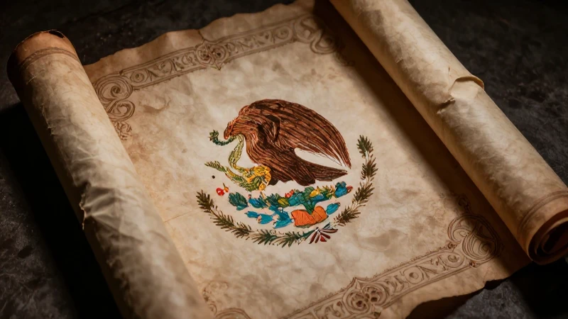 Constitución mexicana antigua, iluminada dramáticamente