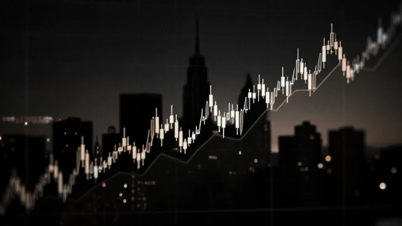 Gráfico financiero, silueta urbana, claroscuro dramático