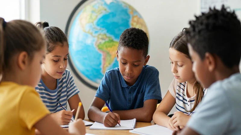 Niños diversos aprenden bajo luz natural