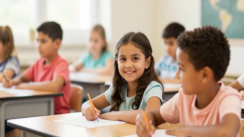 Niños diversos en un aula cálida y suave