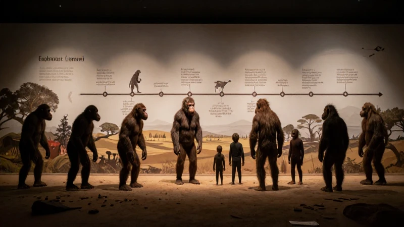 Cuál es la línea del tiempo de la evolución humana 12 Hominidos posan ante una línea temporal antigua