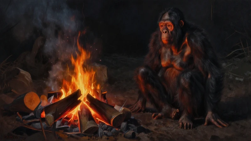 Cuál es la línea del tiempo de la evolución humana 6 Hombres erectus junto a fuego brillante