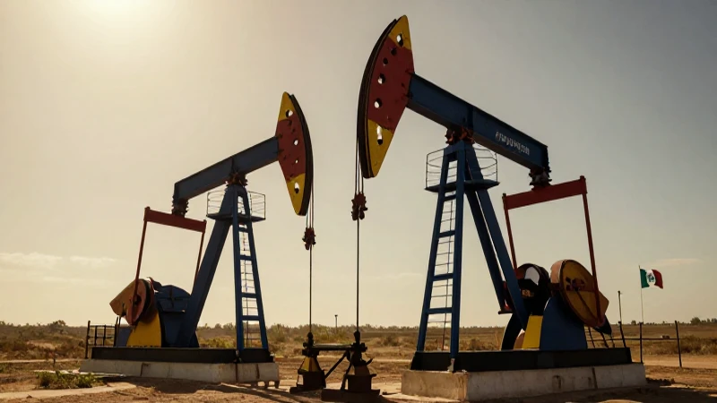Tolvas petroleras antiguas bajo la bandera mexicana