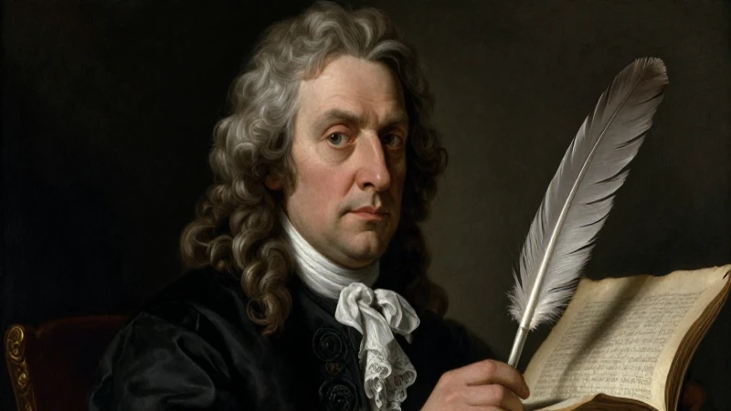 Retrato barroco de Kant con pluma y libro