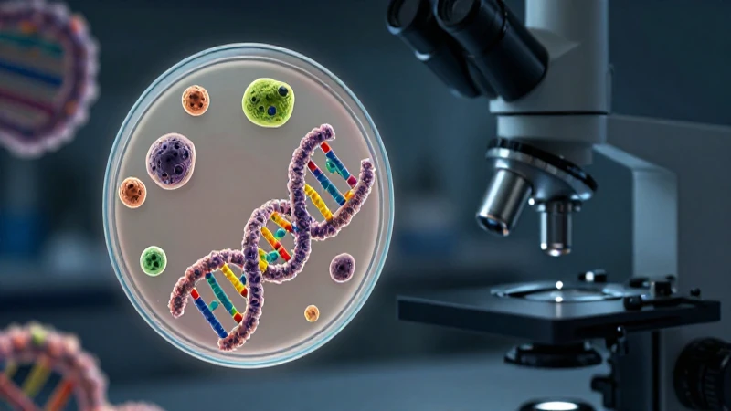 ADN e investigación bacteriana bajo luz intensa
