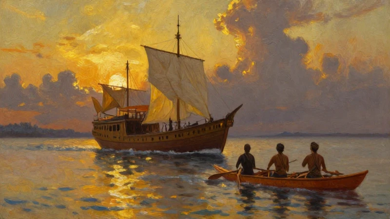 Cuál es la evolución cronológica de la historia de Venezuela 3 Barco colonial, canoas, oro, pintura dramática