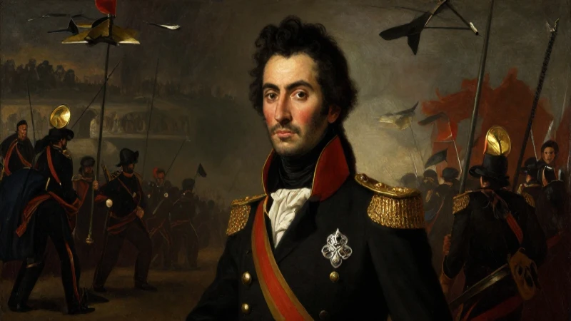 Línea de tiempo de la independencia de Colombia: Hitos Clave 9 Retrato de Bolívar en estilo óleo dramático
