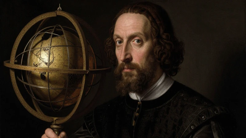 Línea del tiempo de la luz: evolución desde la antigüedad 5 Retrato astronómico renacentista, oscuro y detallado