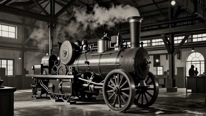 Máquina de vapor en fábrica victoriana oscura