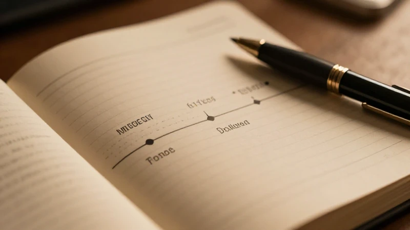 Plano cercano de línea temporal y cuaderno
