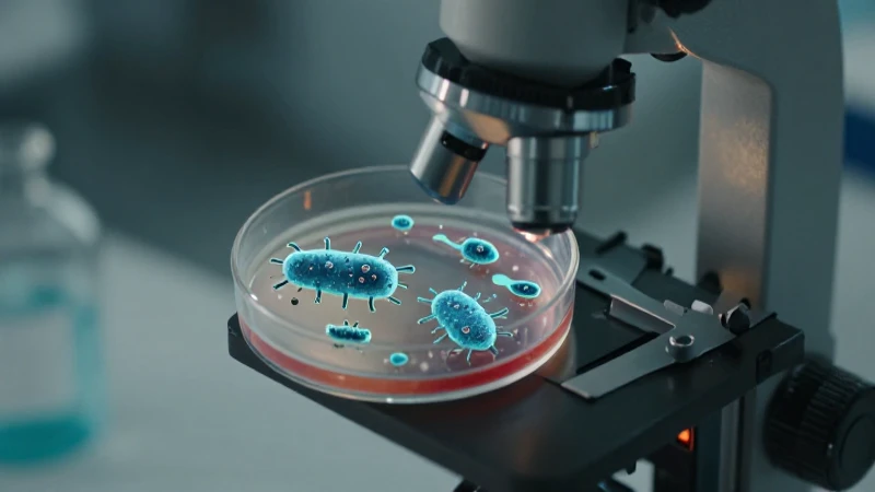 Bacterias bajo microscopio con luz dramática