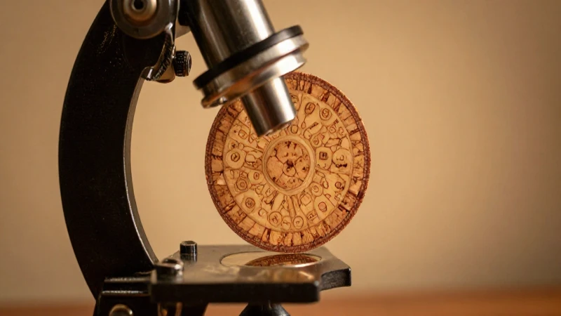 Microscopio antiguo ilumina corte de corcho grabado
