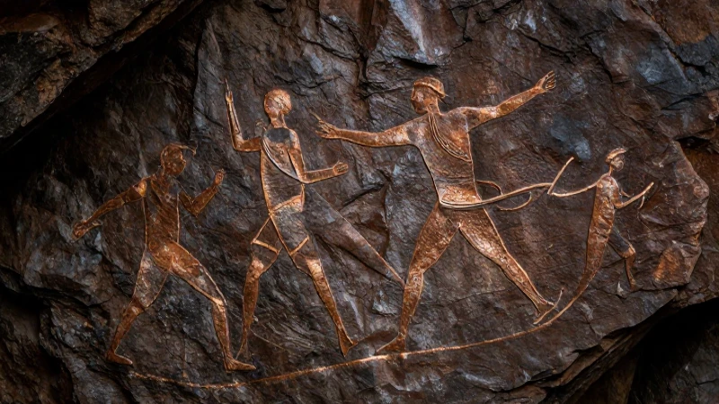 Arte rupestre del bronce con fuerte contraste