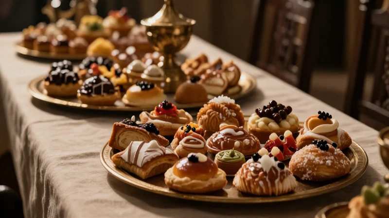 cómo ha evolucionado la repostería desde Grecia hasta hoy 3 Banquete medieval dorado, rico y detallado