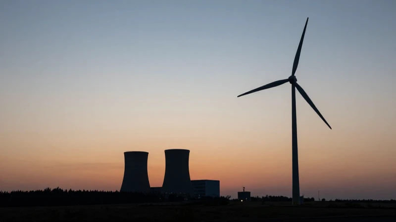 Silueta de planta eólica al atardecer