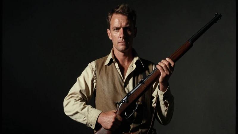 Líder revolucionario con rifle, luz dramática