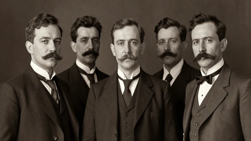 Retrato sepia de revolucionarios bigotudos a contraluz