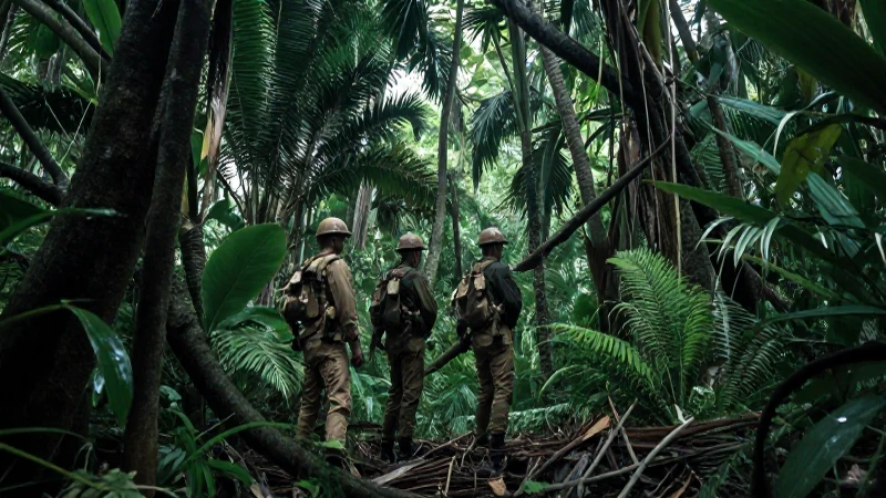 Marina estadounidense, soldado japonés, jungla pacífica