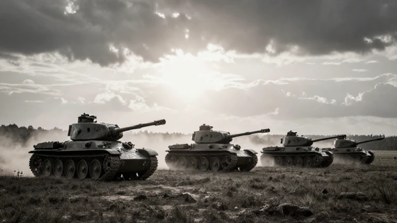 Tanks soviéticos avanzan en campo de batalla