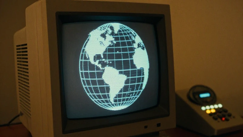Pantalla retro muestra un globo pixelado