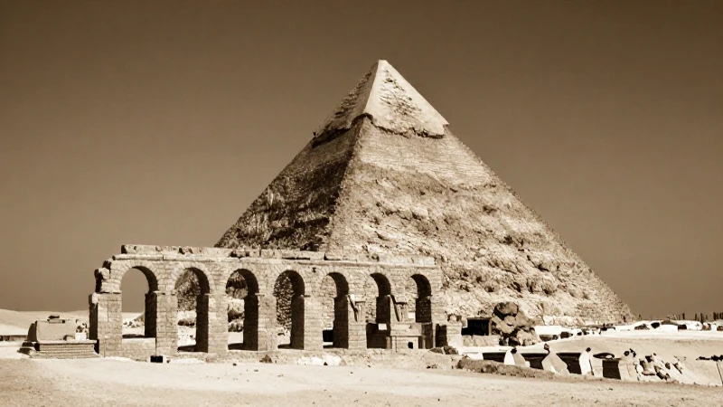 Arquitectura antigua con luz dramática y sepia