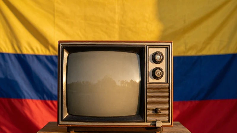 Televisor antiguo con la bandera colombiana