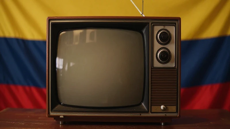 Televisor antiguo con sutil bandera colombiana