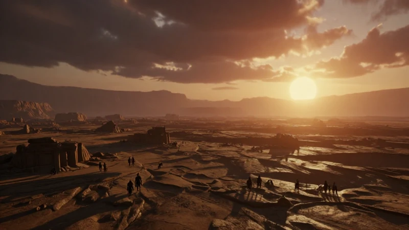 Atardecer dramático sobre la Tierra primitiva
