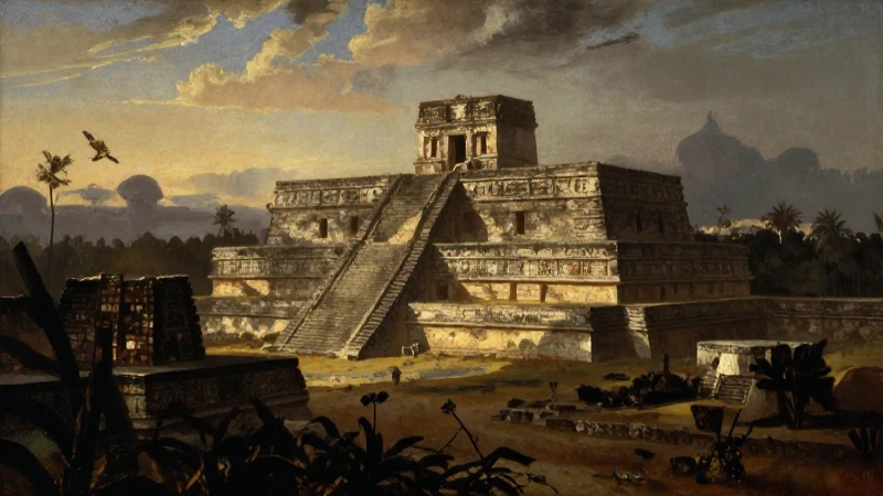 Línea del tiempo de los horizontes culturales en Mesoamérica 7 Ciudad colonial con ruinas mayas al atardecer