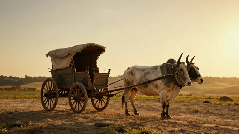 Carruaje romano al atardecer, luz cinematográfica