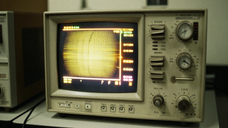 Laboratorio vintage con brillo cálido en pantalla