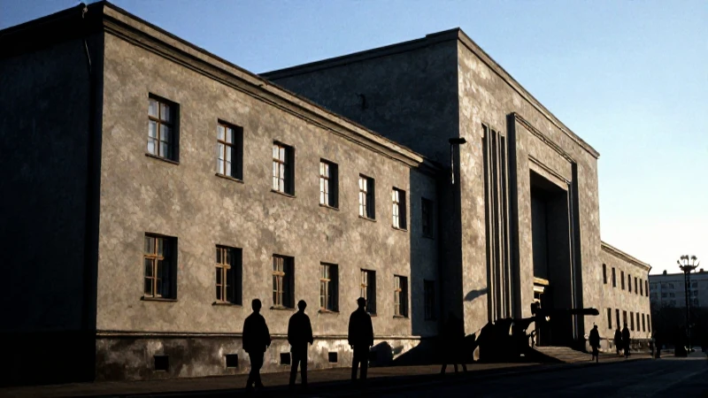 Arquitectura soviética con atmósfera dramática realista