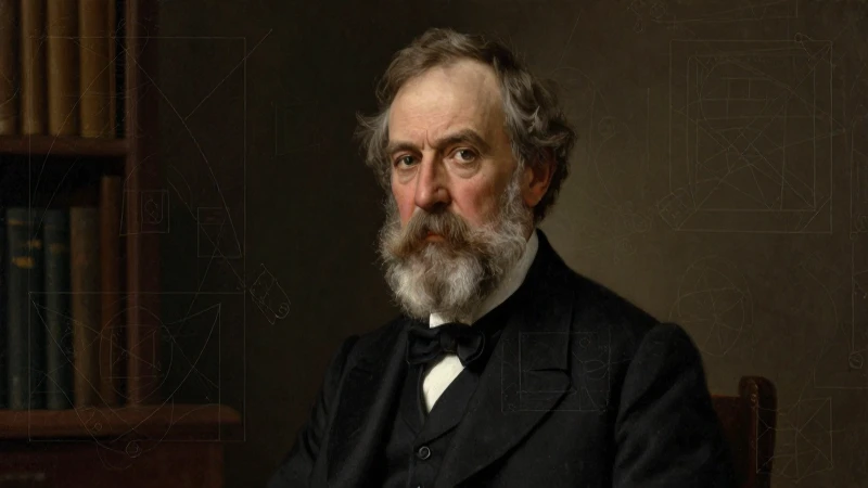 Línea del tiempo de los números reales: historia y evolución 9 Retrato antiguo del matemático Dedekind entre diagramas