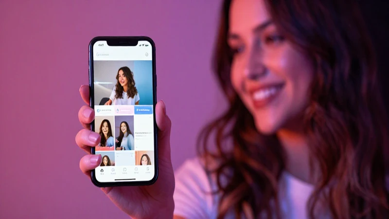 Joven influencer posa con su móvil