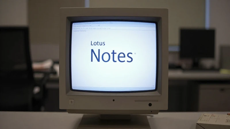 Monitor antiguo muestra pantalla de Lotus Notes