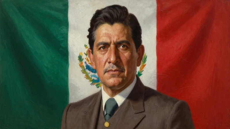 Retrato de Carranza sobre fondo mexicano