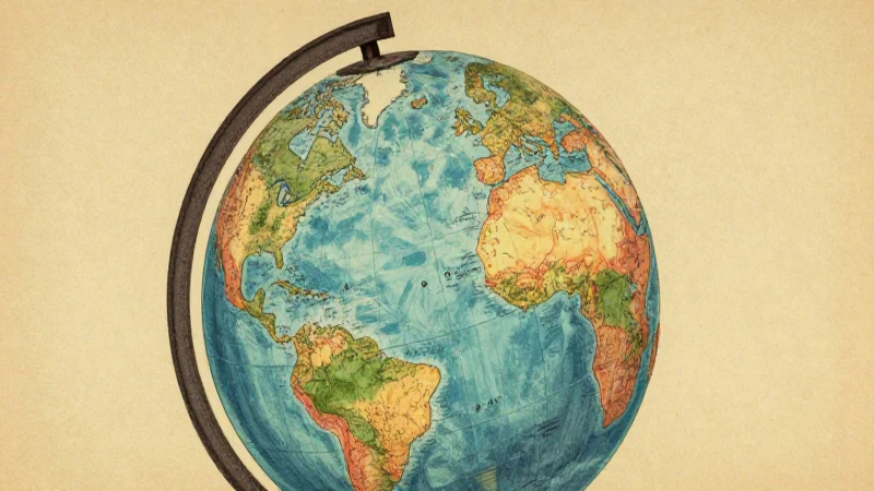 Cartel antiguo con globo, estilo retro