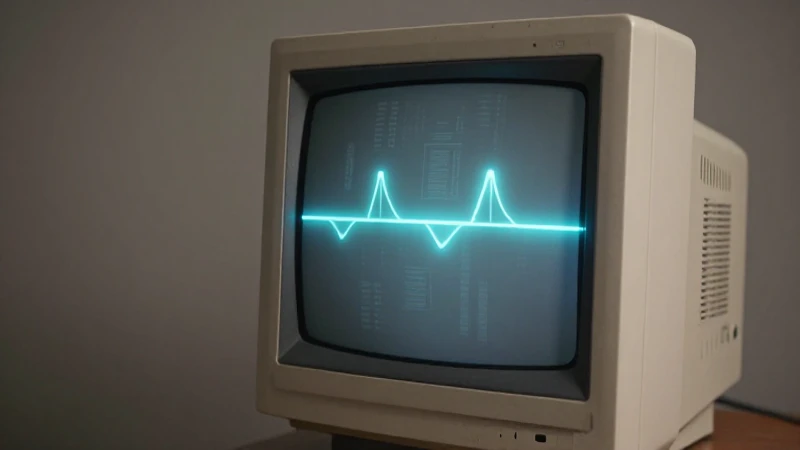 Monitor antiguo, línea temporal luminosa, suave luz