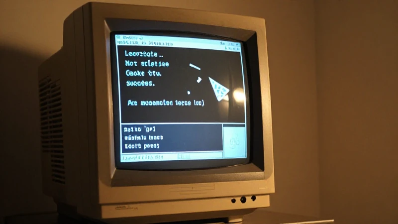 Pantalla antigua con luz cálida e interfaz