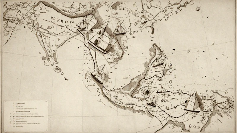 Mapa antiguo muestra rutas comerciales marítimas