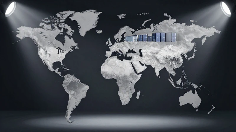 Comercio global, contenedores, iluminación dramática
