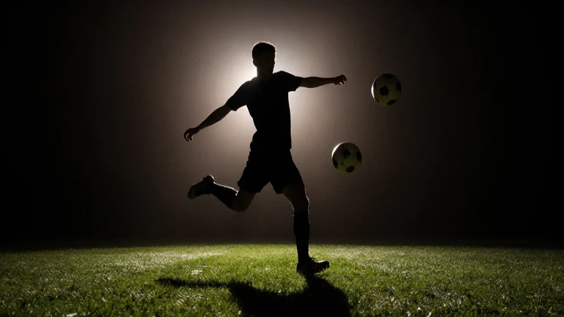 Silueta atlética en acción con balón cinematográfico