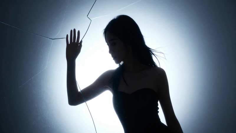 Silueta femenina rompe barrera con brillo etéreo