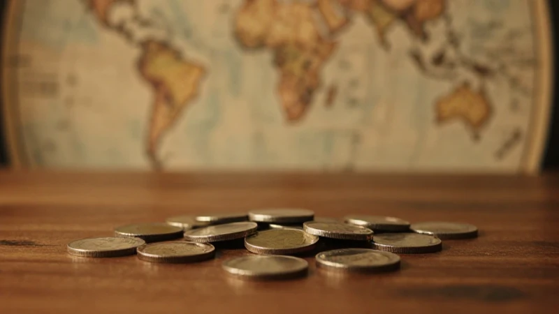 Línea del tiempo del dinero: Evolución y momentos clave 6 Monedas antiguas sobre madera con mapa antiguo